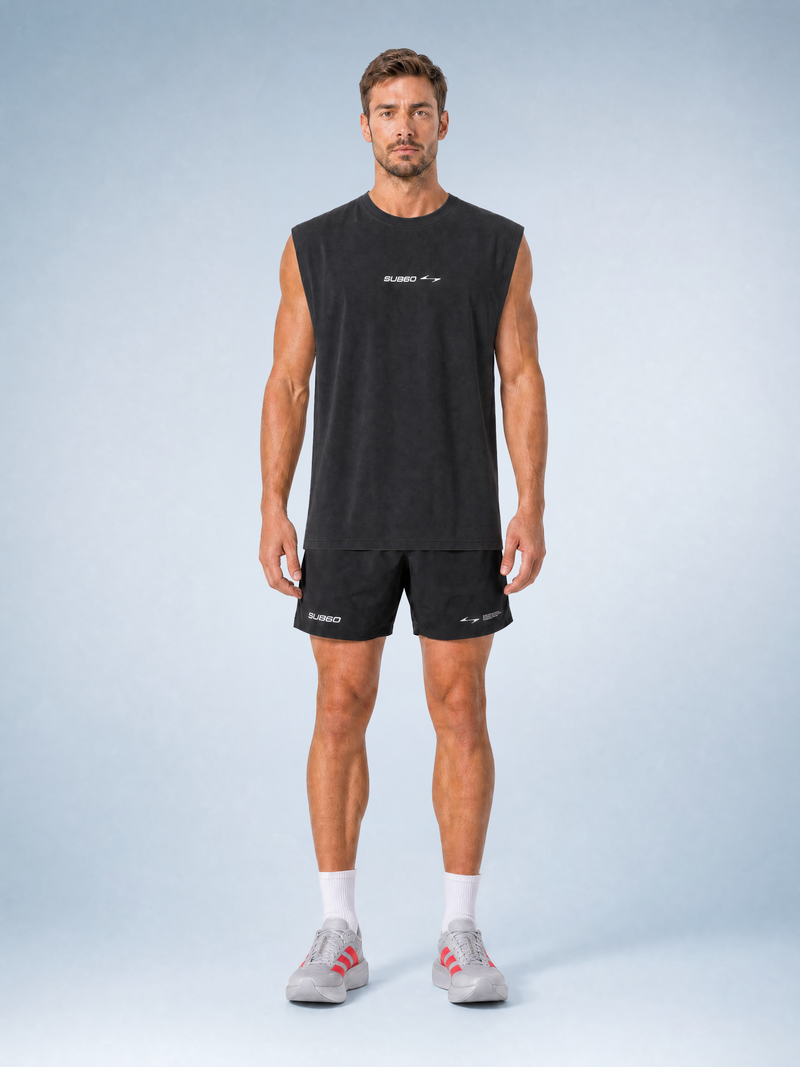 Mens Oversized Performance Tank - Black