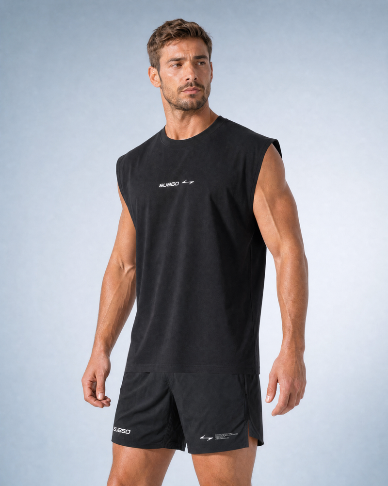 Mens Oversized Performance Tank - Black